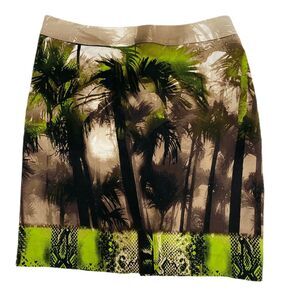 Worthington Skirt Womens Sz 6 Tropical Green Brown Snake Skin Office Career Work